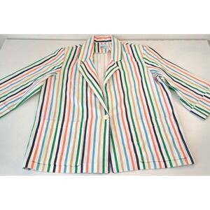 Vtg Cape Cod Match Mates‎ Lightweight Blazer Women's XL Striped 80s Preppy